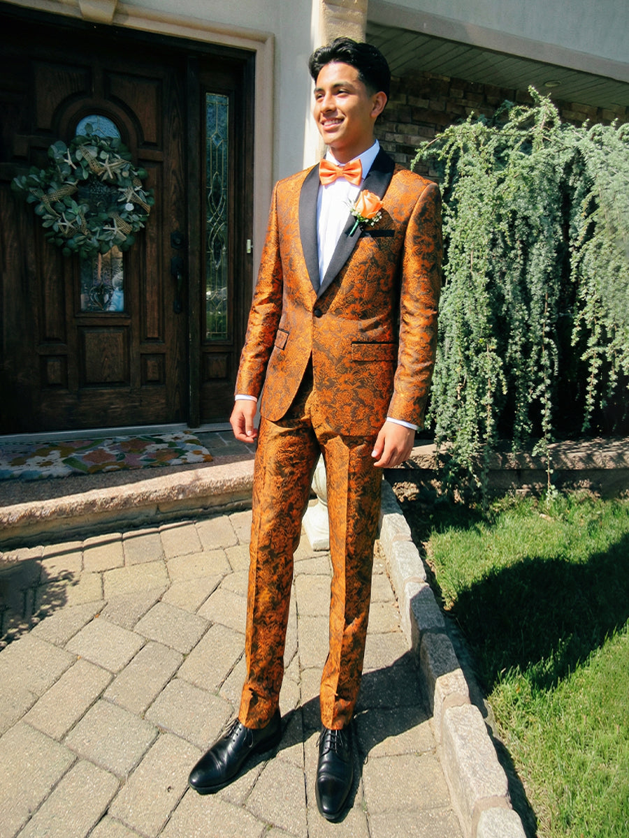 Men's Floral Print Single Breasted One-Button 2 Pieces Shawl Lapel Wedding Suits