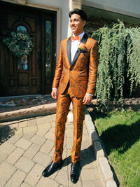 Men's Floral Print Single Breasted One-Button 2 Pieces Shawl Lapel Wedding Suits