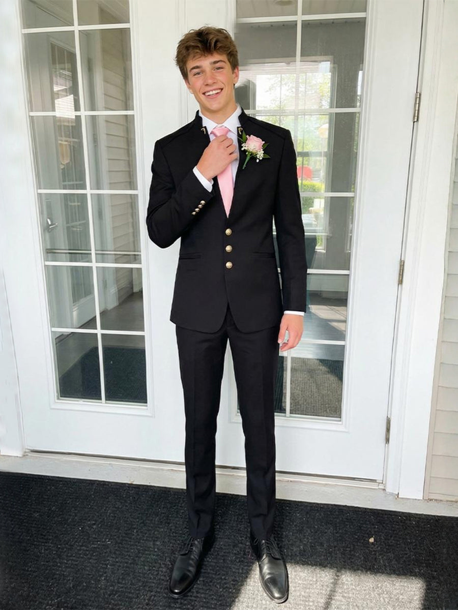 Men's Mandarin Collar Single Breasted Three-Button 2 Pieces Wedding Prom Suits