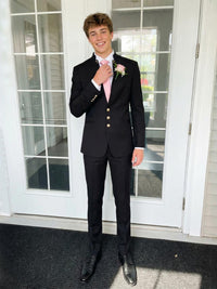 Men's Mandarin Collar Single Breasted Three-Button 2 Pieces Wedding Prom Suits