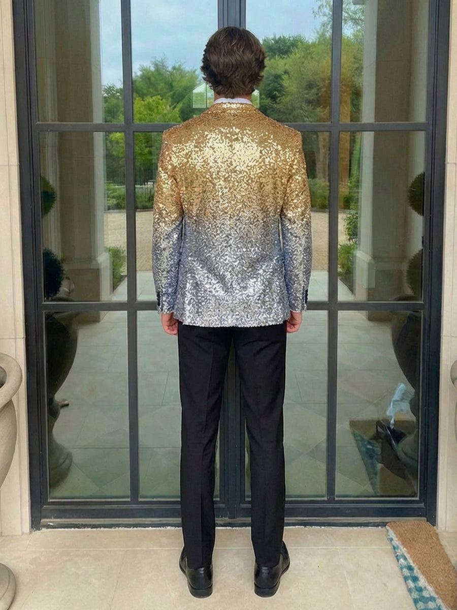 Men's Sequins Peak Lapel Single Breasted One-Button 2 Pieces Wedding Prom Suits