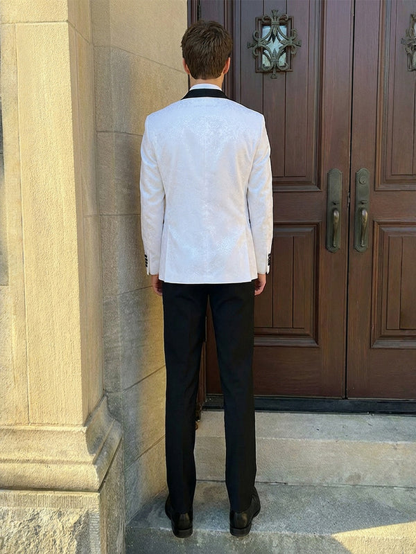 Men's 3 Pieces Jacquard Single Breasted One-Button Shawl Lapel Party Prom Suits