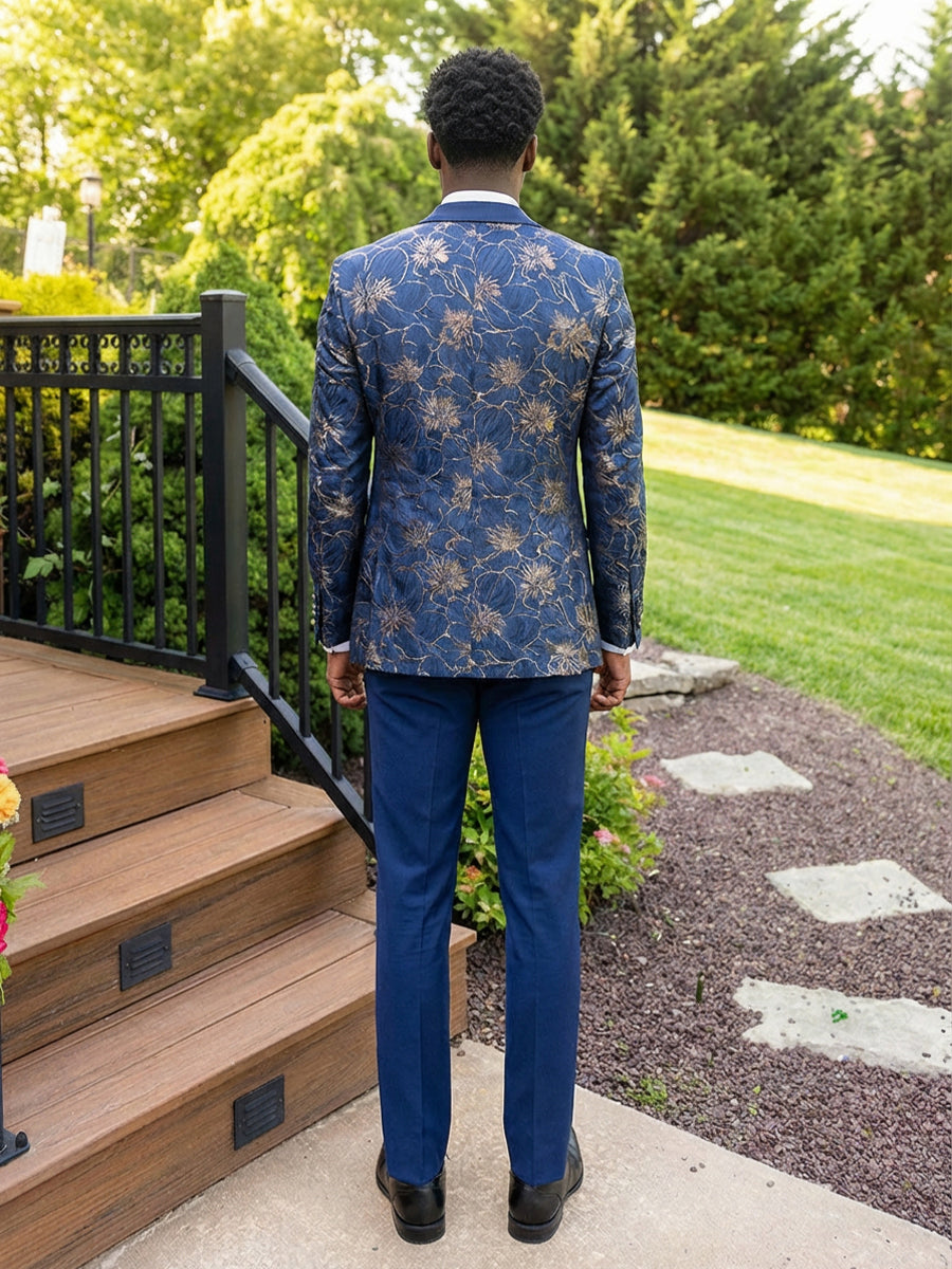 Men's Vintage Jacquard Single Breasted One-Button Shawl Lapel 3 Pieces Wedding Prom Suits