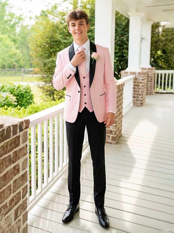 Men's Chic Jacquard 3 Pieces Single Breasted One-Button Shawl Lapel Wedding Prom Suits