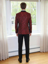Men's Floral Jacquard Single Breasted One-Button 2 Pieces Shawl Lapel Wedding Party Suits