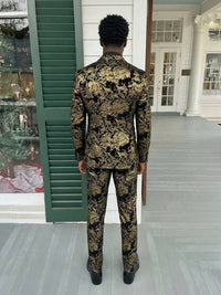 Men's Vintage Jacquard Single Breasted One-Button Notched Lapel 3 Pieces Wedding Party Suits