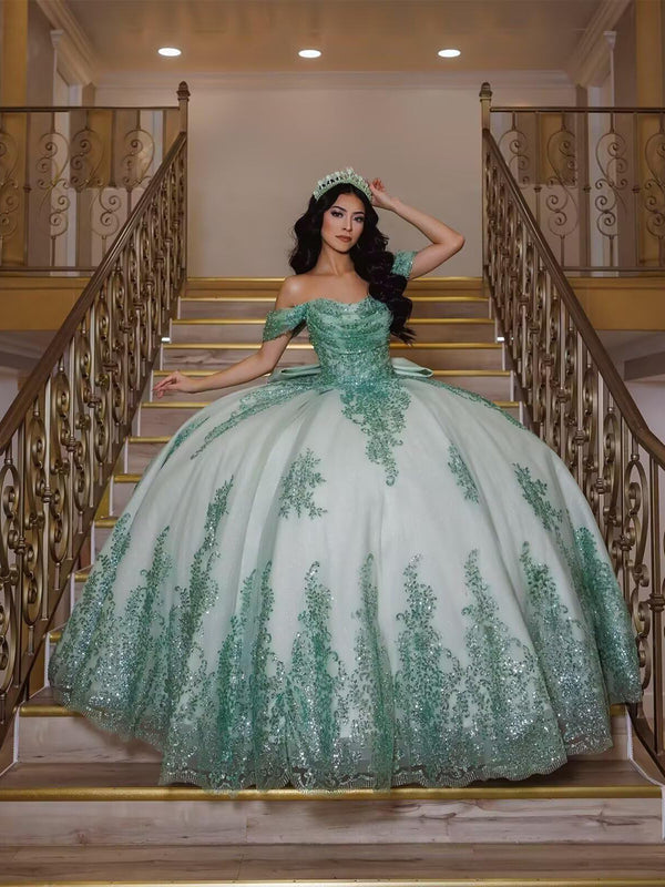 Ball Gowns Lace Applique Princess Quinceanera Dress for 15th Birthday Princess Photoshoot