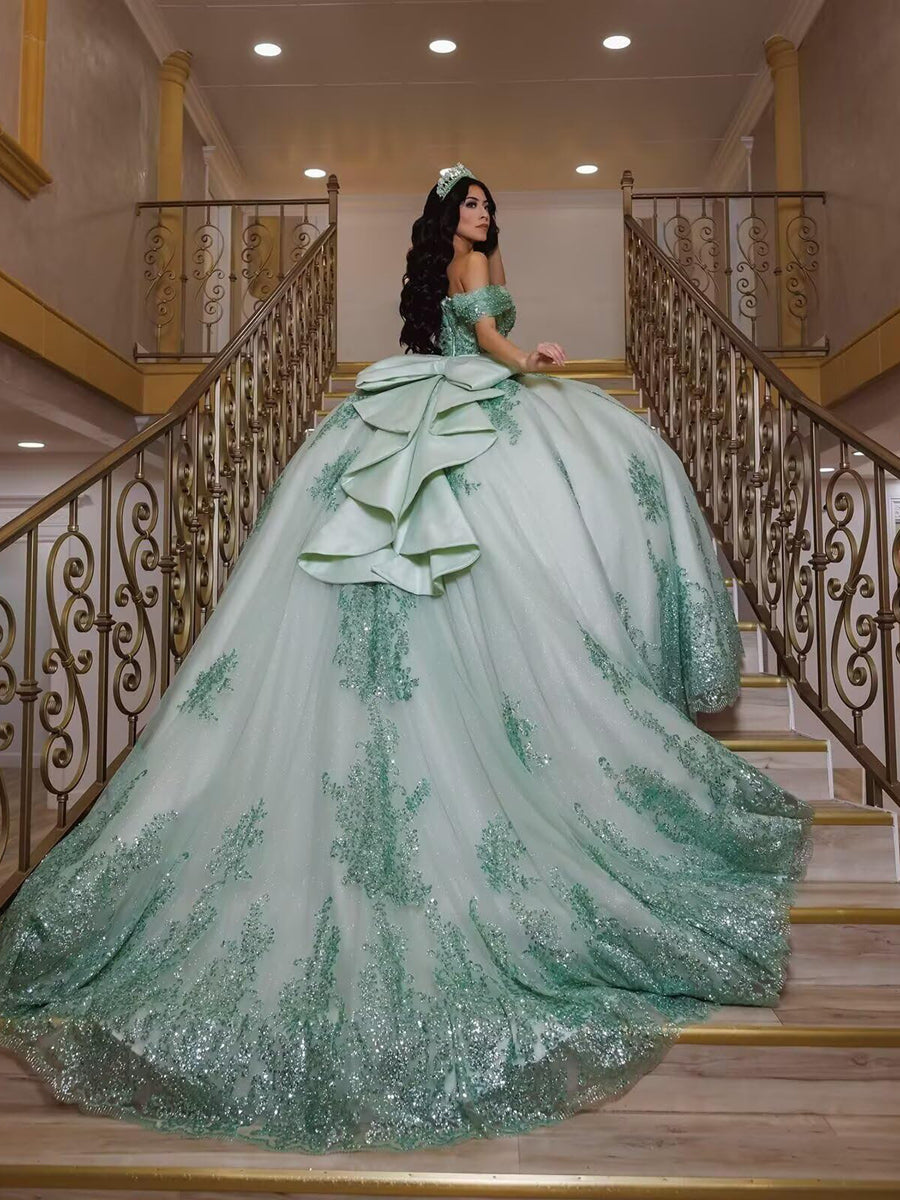 Ball Gowns Lace Applique Princess Quinceanera Dress for 15th Birthday Princess Photoshoot