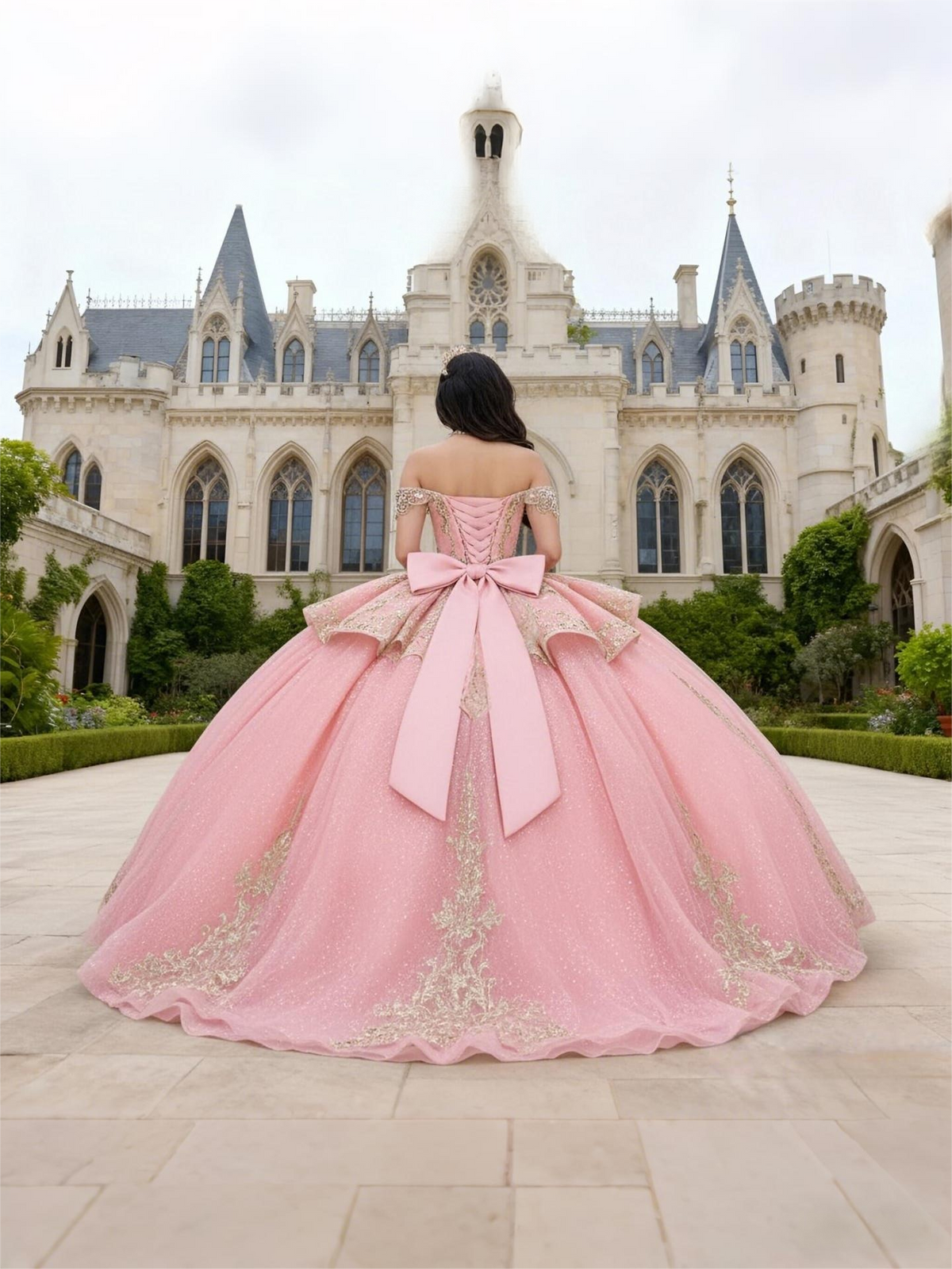 Ball Gowns Tulle Corset Princess Quinceanera Dress for 15th Birthday Photoshoot