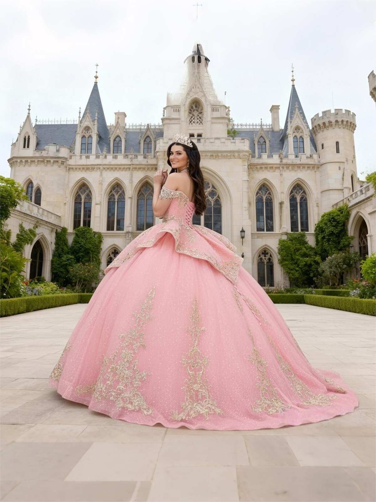 Ball Gowns Tulle Corset Princess Quinceanera Dress for 15th Birthday Photoshoot