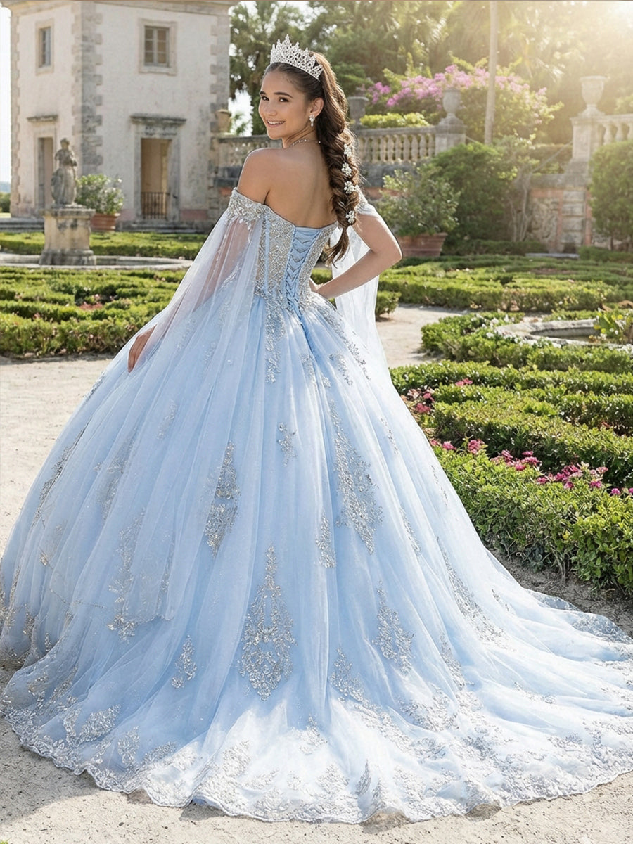 Off Shoulder Tulle Princess Dress for 15th Birthday Photoshoot Quinceanera Dress