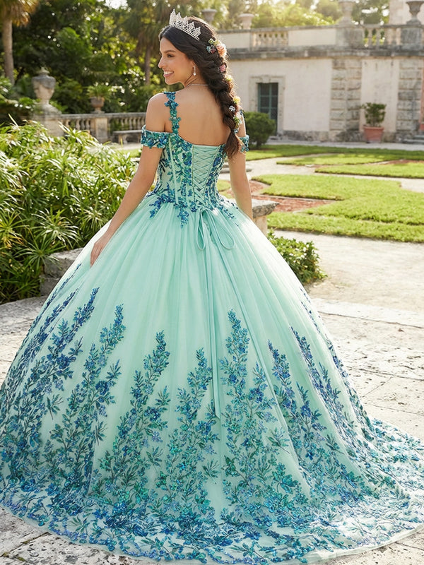 Sparkly Tulles Quinceanera Dress Cold Shoulder Ball Gowns for Photoshoot for Princess Sweet 15