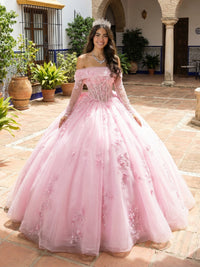 Sparkly Tulles Quinceanera Dress Long Sleeves Ball Gowns for Photoshoot for Princess Sweet 15