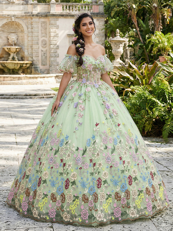 Colorful Tulles Quinceanera Dress Cold Shoulder Ball Gowns for Photoshoot for Princess Sweet 15