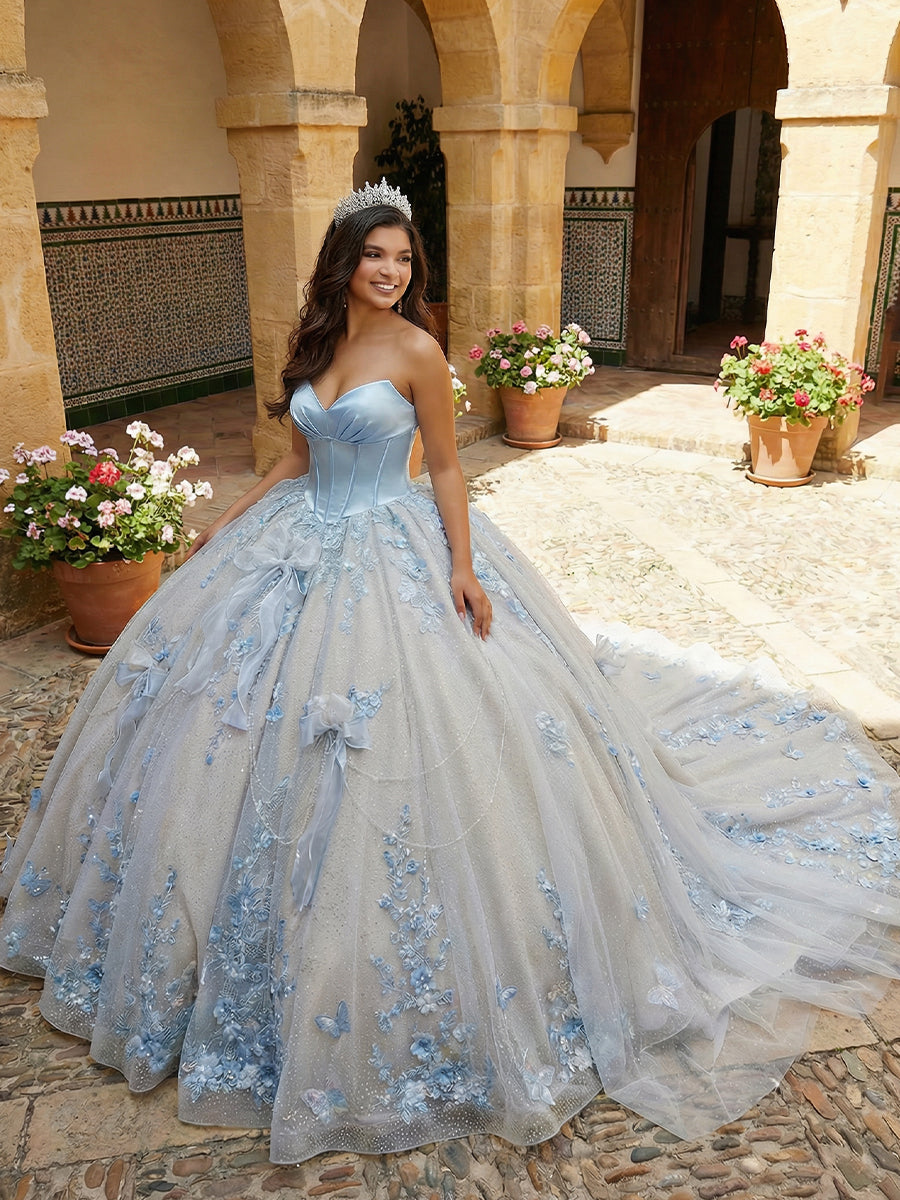 Ball Gowns Tulles Strapless Quinceanera Dress Photoshoot for Princess Sweet 15