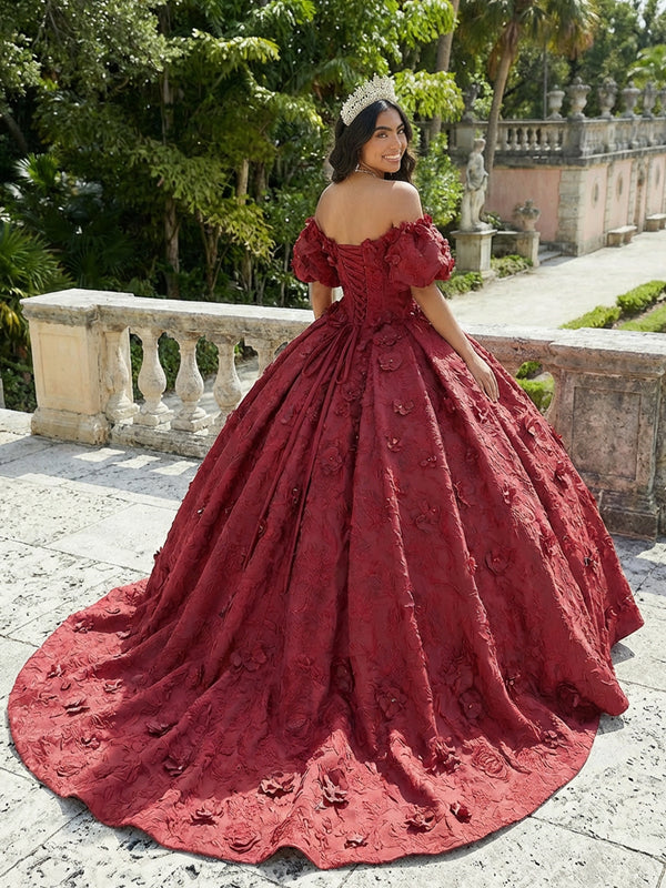 Sparkly Glitter Quinceanera Dress 3D Flower Ball Gowns for Photoshoot for Princess Sweet 15