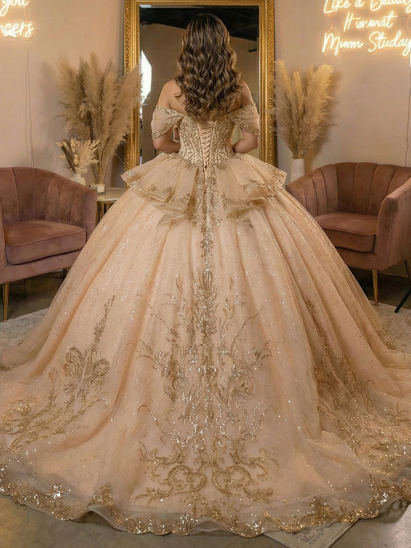 Sparkly Glitter Quinceanera Dress Ball Gowns for Photoshoot for Princess Sweet 15