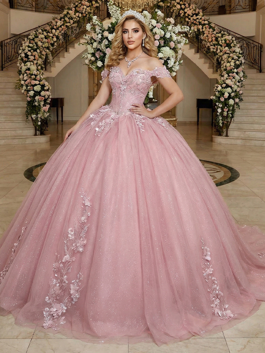 Tulles Quinceanera Dress Off the Shoulder Photoshoot for Princess Ball Gowns Sweet 15