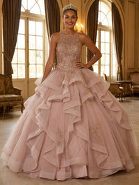 Round Neck Ball Gowns Tulles Ruffles Quinceanera Dresses Photoshoot for Sweet 15
