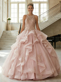 Round Neck Ball Gowns Tulles Ruffles Quinceanera Dresses Photoshoot for Sweet 15