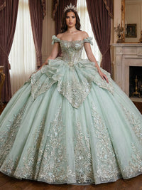 Tulles Laces Quinceanera Dresses Floral Ball Gowns for Photoshoot for Princess Sweet 15