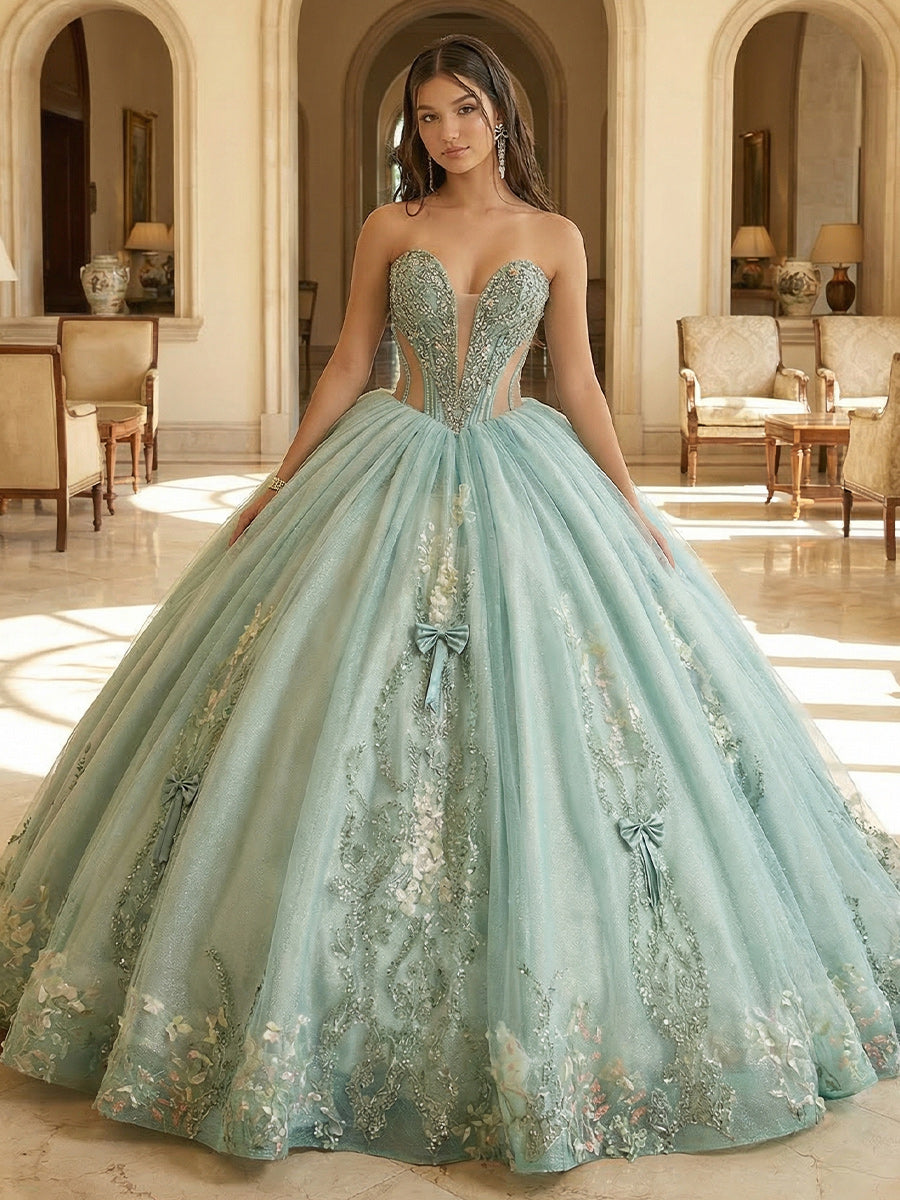 Tulles Strapless Quinceanera Dresses for Photoshoot Princess Gowns Sweet 15