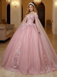 Glitter Long Sleeves Quinceanera Dresses for Sweet 15 16 Ball Gowns Princess PhotoShoot
