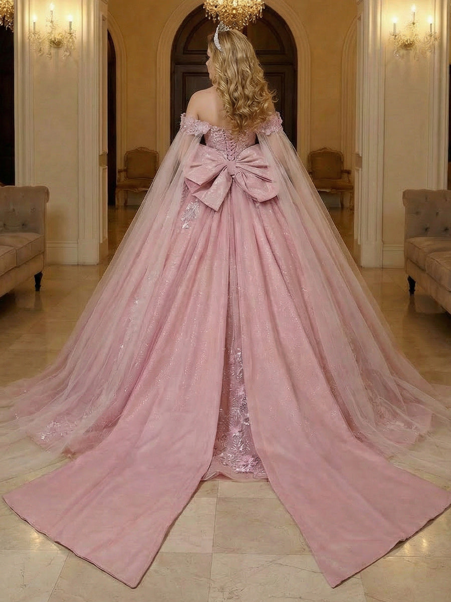 Glitter Long Sleeves Quinceanera Dresses for Sweet 15 16 Ball Gowns Princess PhotoShoot