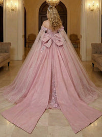 Glitter Long Sleeves Quinceanera Dresses for Sweet 15 16 Ball Gowns Princess PhotoShoot