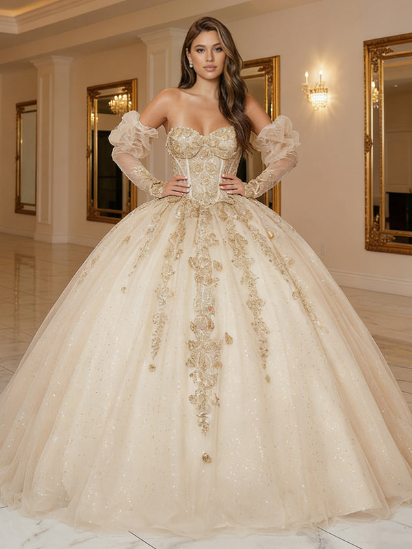 Tulles Laces Quinceanera Dresses Shinny Ball Gowns for Photoshoot for Princess Sweet 15