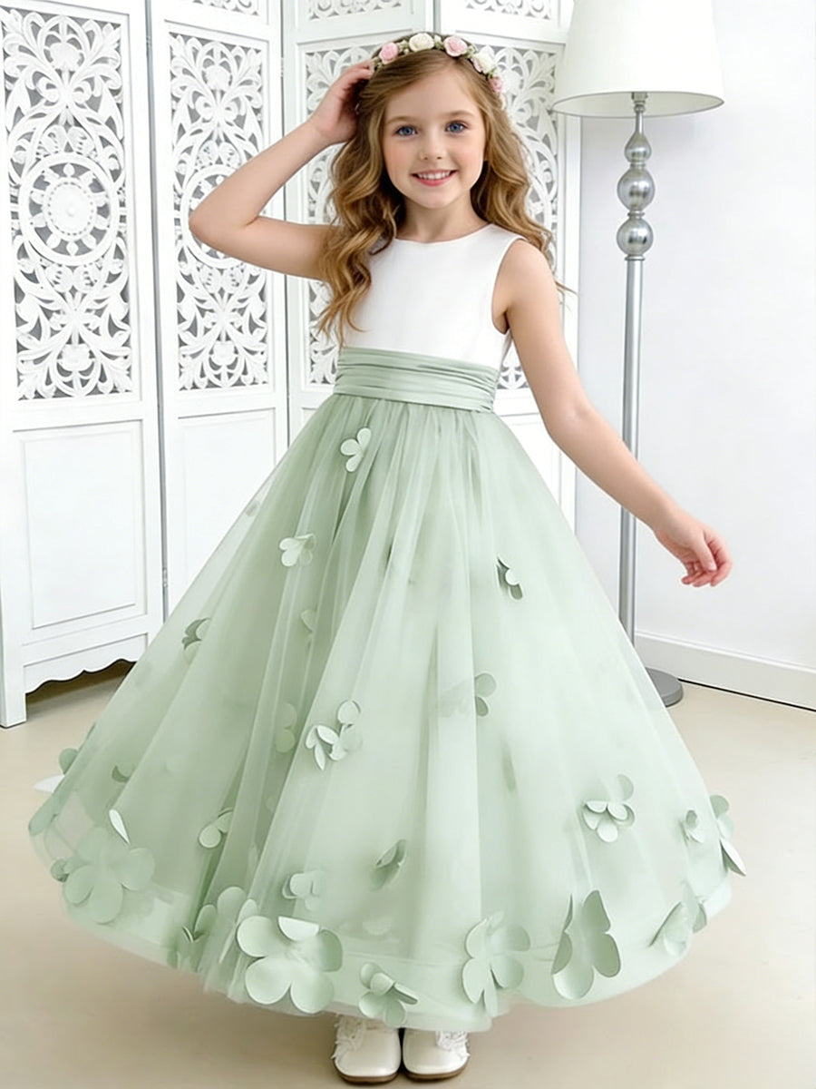 Flower Girl Dress with 3D Petal Tulle Skirt for Weddings Formal Events and Special Occasions