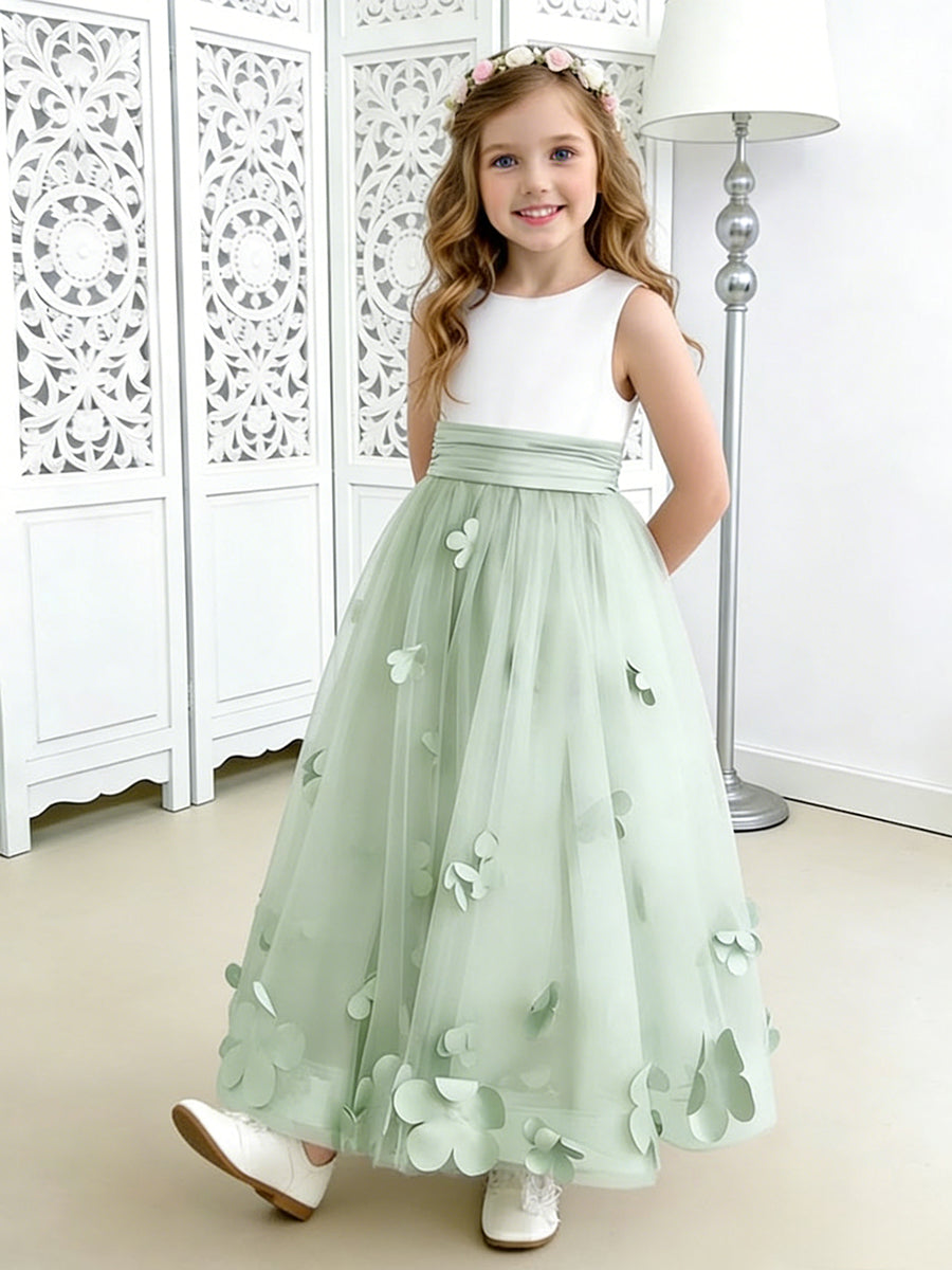 Flower Girl Dress with 3D Petal Tulle Skirt for Weddings Formal Events and Special Occasions