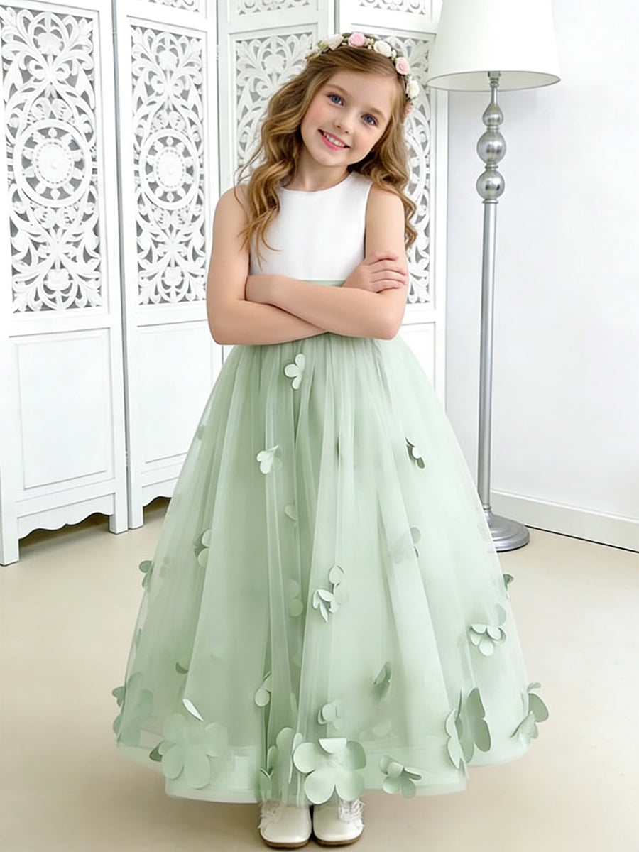 Flower Girl Dress with 3D Petal Tulle Skirt for Weddings Formal Events and Special Occasions
