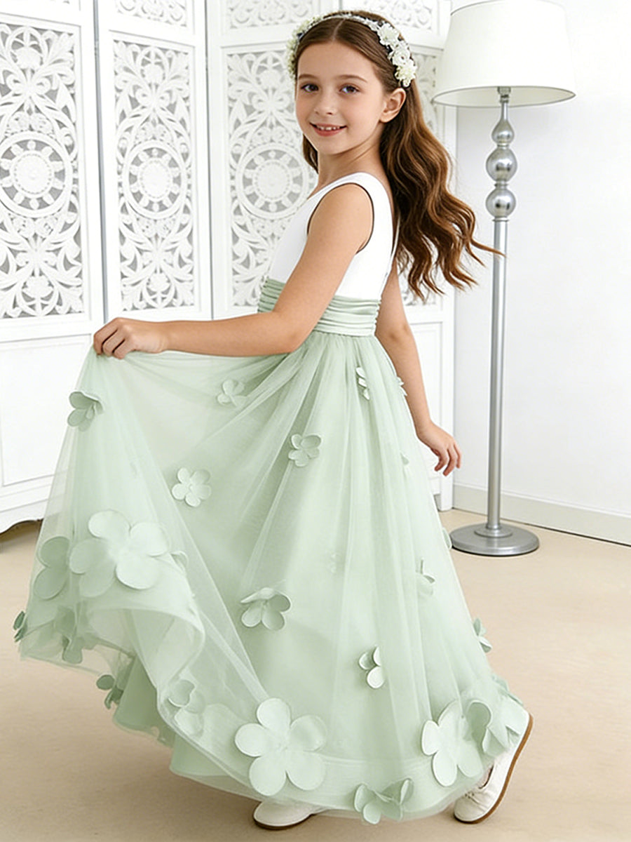 Flower Girl Dress with 3D Petal Tulle Skirt for Weddings Formal Events and Special Occasions