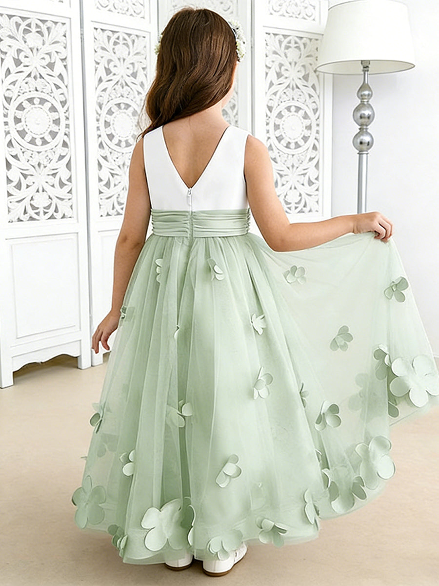 Flower Girl Dress with 3D Petal Tulle Skirt for Weddings Formal Events and Special Occasions
