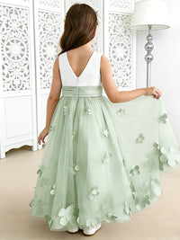 Flower Girl Dress with 3D Petal Tulle Skirt for Weddings Formal Events and Special Occasions