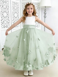 Flower Girl Dress with 3D Petal Tulle Skirt for Weddings Formal Events and Special Occasions