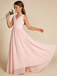 Sleeveless V-Neck Flowy Flower Girl Dress for Weddings Formal Events and Special Occasions