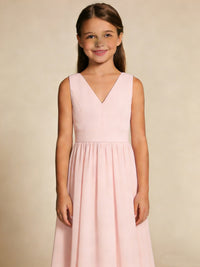 Sleeveless V-Neck Flowy Flower Girl Dress for Weddings Formal Events and Special Occasions
