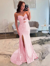 Sheath/Column Cut-Out Floor-Length Formal Prom Dresses with Beaded