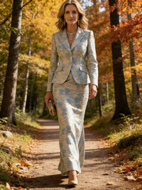 Two-Piece Mermaid Long Sleeve Floor-Length Mother of the Bride Dresses with Blazer Jacket