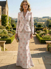 Two-Piece Mermaid Long Sleeve Floor-Length Mother of the Bride Dresses with Blazer Jacket
