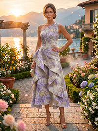 Jacquard A Line One Shoulder Ruffles Corset Mother of the Bride & Groom Dresses