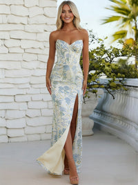 Prom Dress for Teens Sheath/Column Jacquard Sweetheart Long Maxi Dress