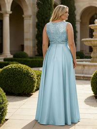 Plus Size A-Line/Princess Scoop Neck Satin Floor-Length Mother of the Bride Dresses with Sequins