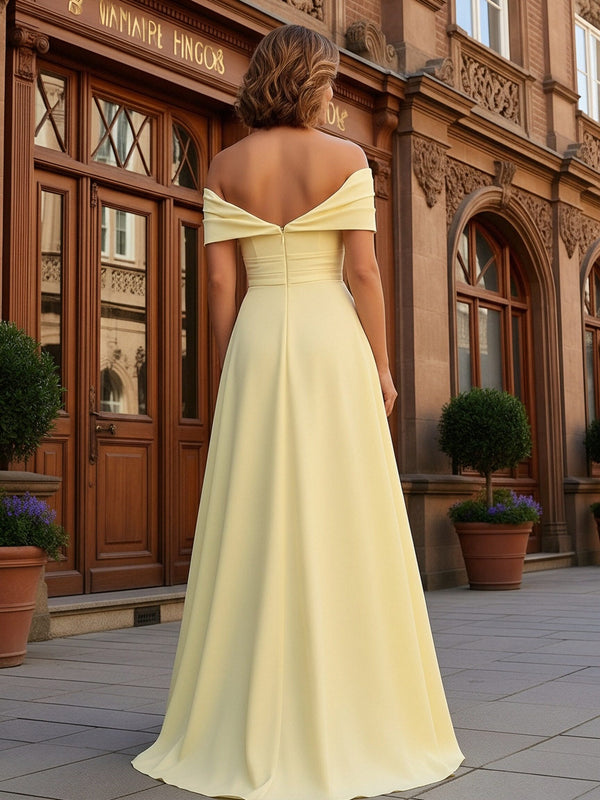 Off the Shoulder Satin A Line Mother of the Bride Dresses