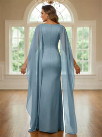 Chiffon Scoop Neck Mother of the Bride Dresses with Flutter Sleeves