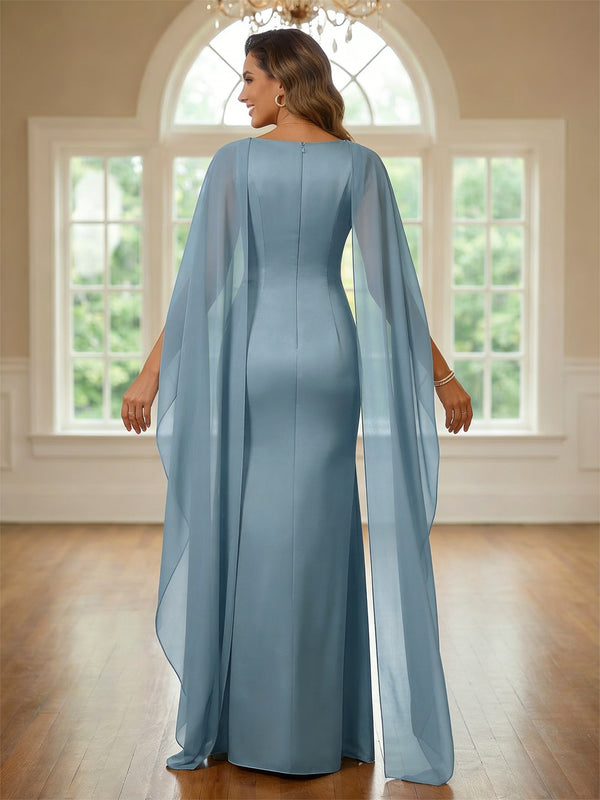 Chiffon Scoop Neck Mother of the Bride Dresses with Flutter Sleeves