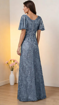 Round Neck Sequin Mermaid Short Sleeves Mother of the Bride Dresses
