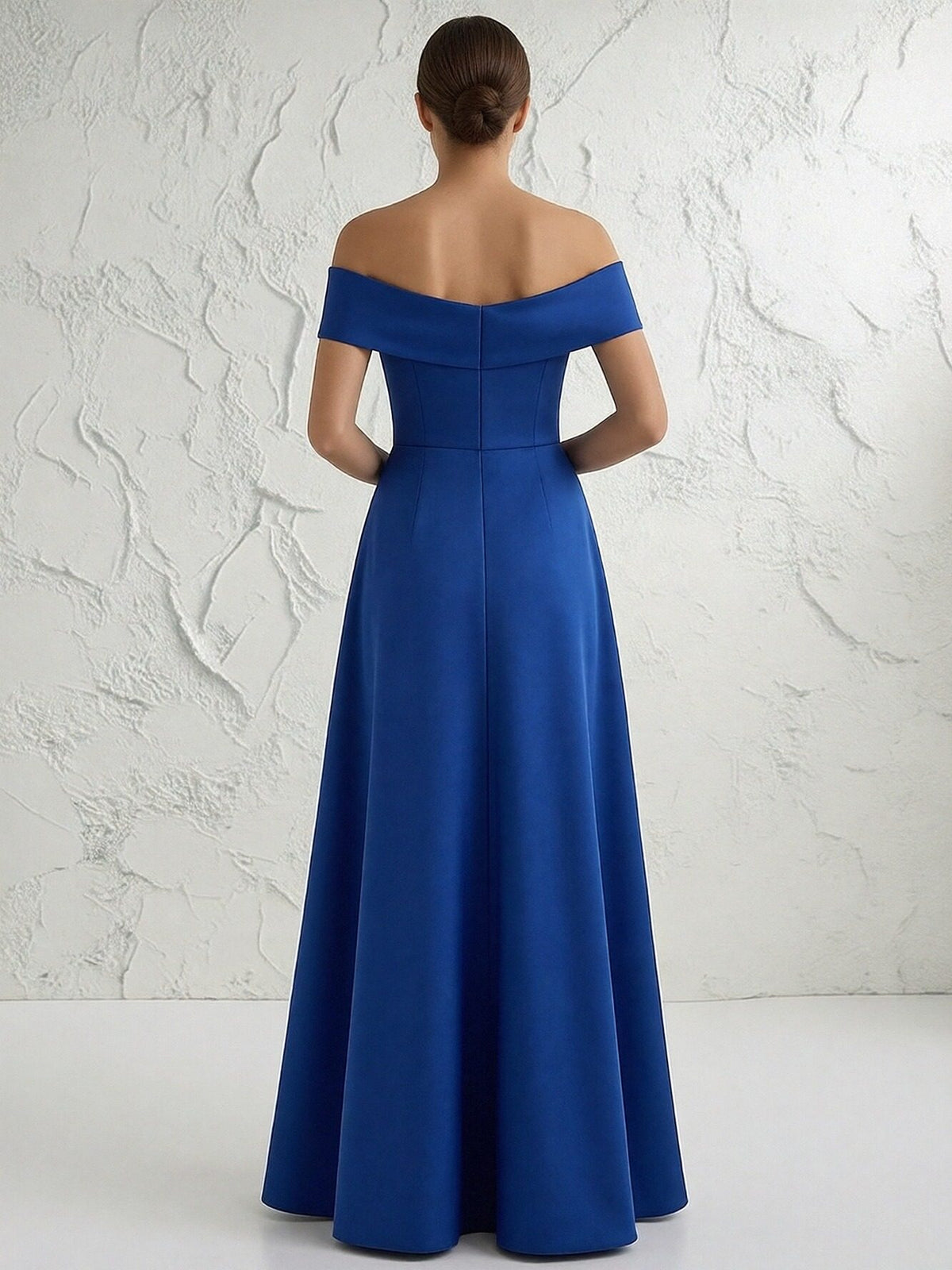 Satin Off the Shoulder Ruffle Mother of the Bride Dresses